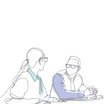 sketch of two people talking