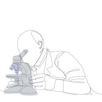Sketch of person look into microscope